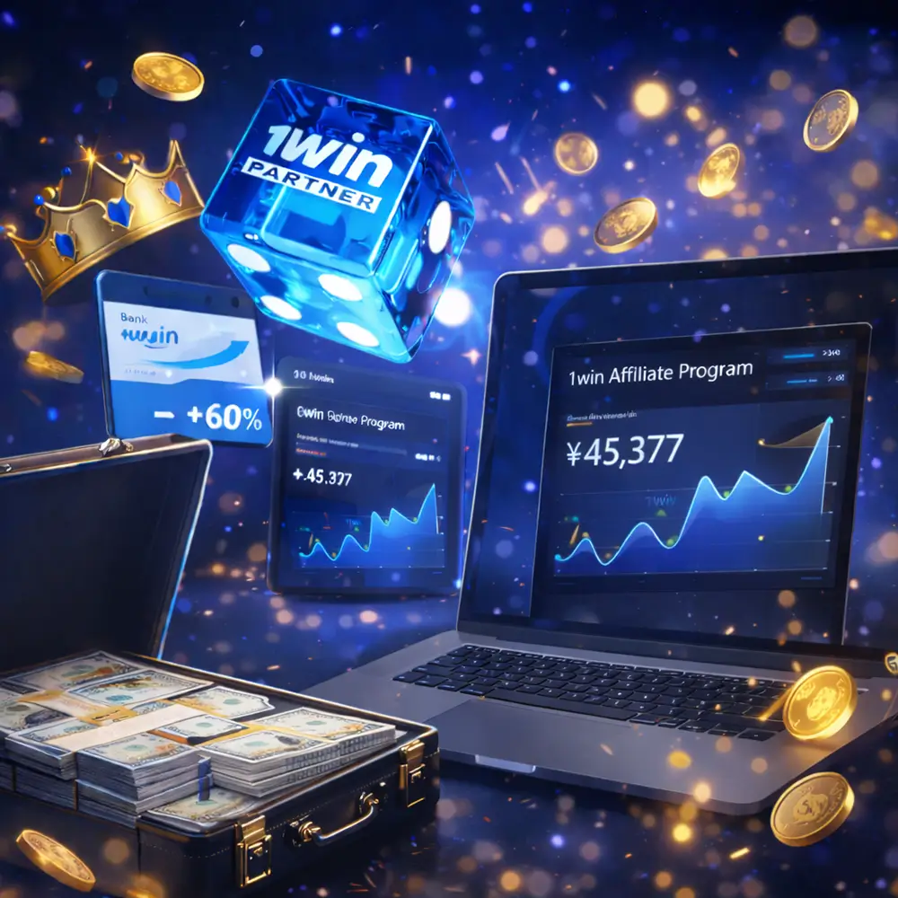 1win affiliate program dashboard showing earnings statistics, partner income and referral performance